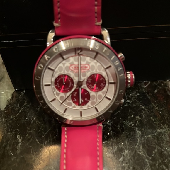 Coach Women’s Watch - hot pink genuine leather band - Picture 3 of 7